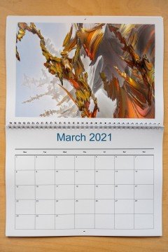 The A4 calendar opens to A3, so there is a full A4 page for the dates for you to write on. Strange Abstractions Calendar 2021 The A4 calendar opens to A3, so there is a full A4 page for the dates for you to write on. Strange Abstractions Calendar 2021